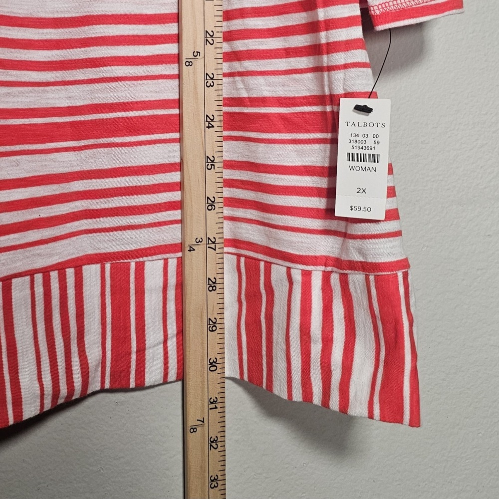 Talbots Womens Top Size 2X Red White Striped Coastal Beachy Nautical Lightweight - Picture 3 of 7